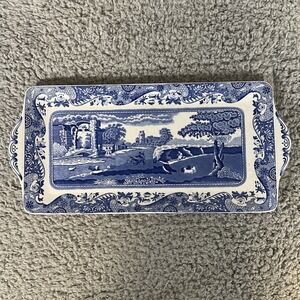 Vintage Spode Blue/White Italian Sandwich Serving Tray 13.5" X 6 3/8"